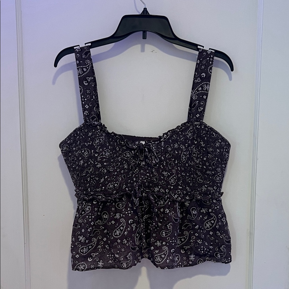 American Eagle Outfitters Brown Paisley Top